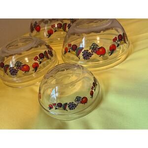 Vintage Glass Stacking Bowl Set - Fruit Print